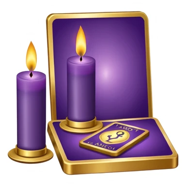 A purple deck of tarot cards and a one candle nearby sticker