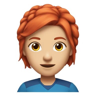 a female esports coach with red hair and blue shirt.  sticker