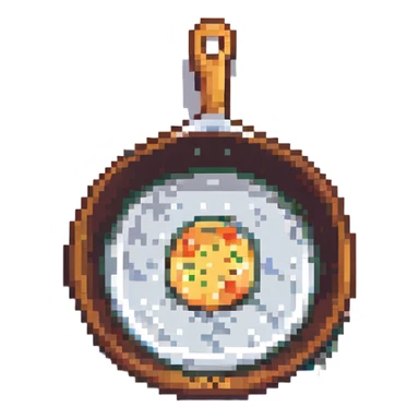 frying pan, retro video game look sticker