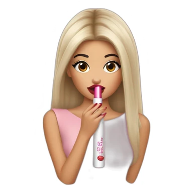 Kylie Jenner holding her small lipstick lips sticker