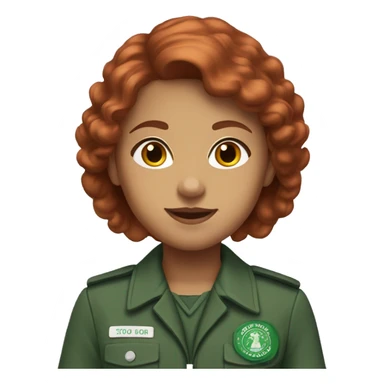 brownish red hair medium length girl scout in uniform sticker