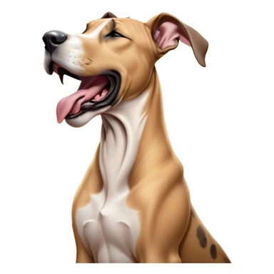 Cinematic Cute Yawning Fawn Great Dane Portrait Emoji, Head tilted slightly with a dramatic, wide-open yawn, revealing a smooth fawn coat with a refined texture, floppy ears slightly drooping, round amber eyes barely open in drowsy contentment, Simplified yet irresistibly adorable features, highly detailed, glowing with a soft, cozy glow, high shine, relaxed yet expressive, stylized with a touch of whimsy, bright and endearing, soft glowing outline, capturing the essence of a sleepy yet affectionate guardian, so drowsy it feels like it could stretch out of the screen and curl up for a nap! sticker