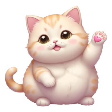 Cinematic chubby pastel kitten, big round eyes full of wonder, tiny paws reaching up, soft fluffy fur glowing in warm light, delicate heart-shaped nose, irresistibly cute and snuggly. sticker