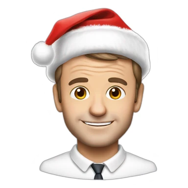 Emmanuel Macron with a SANTA hat  sticker