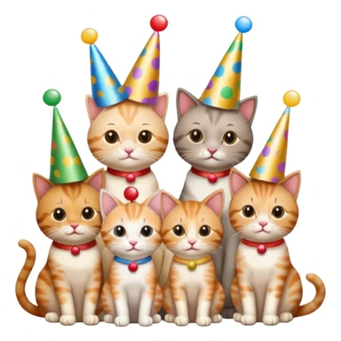 3 cats and a kitten at a birthday party sticker