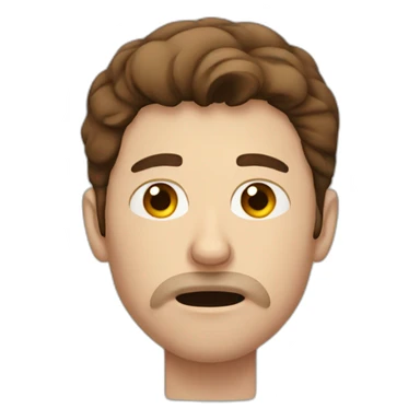 man with brown hair having a nosebleed sticker