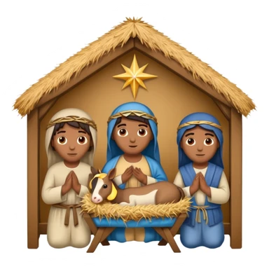 nativity scene in a manger with humans with Mediterranean skin color sticker
