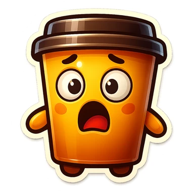 Tall coffee cup, surprised, shocked and confused sticker