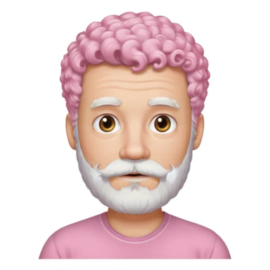 very white bearded and white mustached, pink short curly haired  sticker