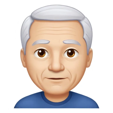 Charismatic older Hispanic man with light skin, round face, wide jaw. Lively dark brown eyes that look humorous. Thick straight eyebrows. Short white hair with receding hairline. Clean-shaven. Wearing a dark blue shirt. sticker