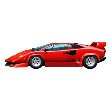 Bright red Lamborghini Countach, classic supercar with wedge shape and low profile sticker