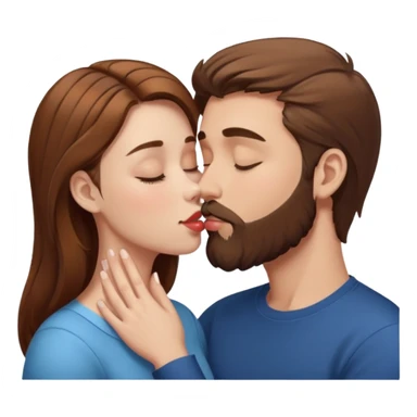 White man with brown hair and beard kissing lips with a white girl with brown hair with closed eyes sticker
