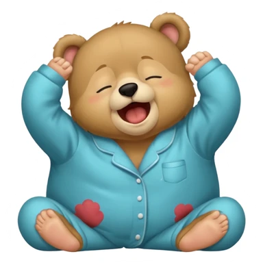 Full Beary yawning, half-closed eyes, sleepy smile, cozy pajamas, warm lighting, bedtime aesthetic sticker