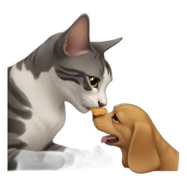 Cat eating dog sticker