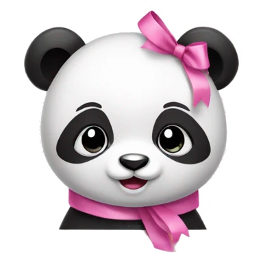 Cute panda with pink ribbon sticker