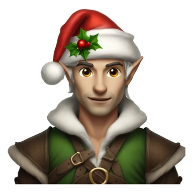 rogue male elf fantasy wearing santa hat sticker
