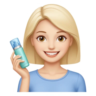 A woman recommend a cosmetic product and speaking. sticker