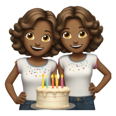 Twins brunettes celebrating their birthday sticker