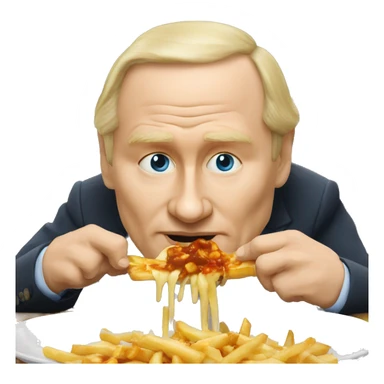 Vladimir Poutine qui mange une poutine  sticker