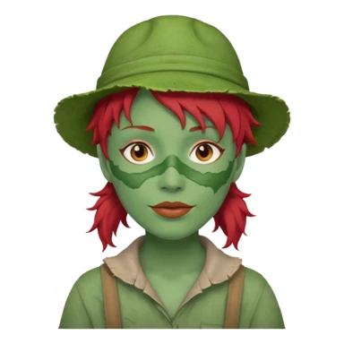 messy green full face green clay mask and tourist hat red hair  sticker