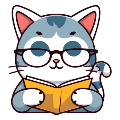 cat wearing reading glasses playing sudoku sticker