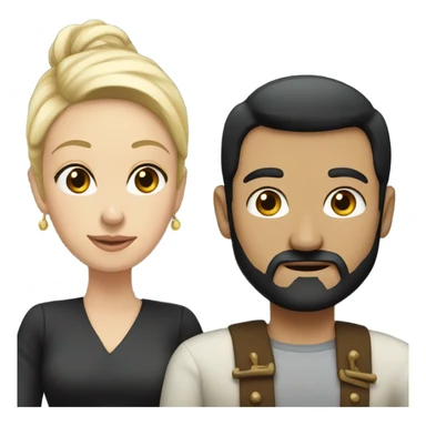 Husband with black hair, black beard and his blonde wife  sticker