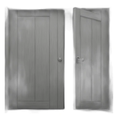 One gray wood open door perspective sticker