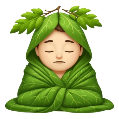 forest character wrapped in leaf blanket sleepy sticker