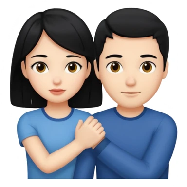 girl with black hair touching a guys arm sticker