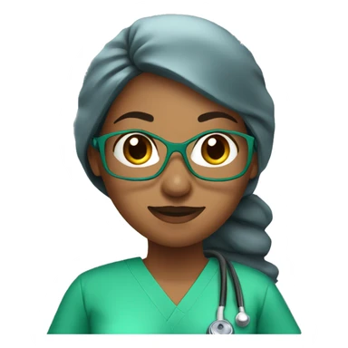female surgeon working in the operating room wearing green scrubs  sticker