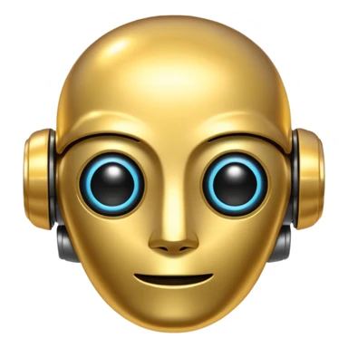 A robot head in emoji style, gold color sticker