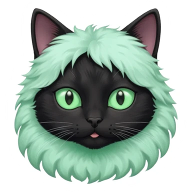 Black cat with white chest and mint green eyes  sticker