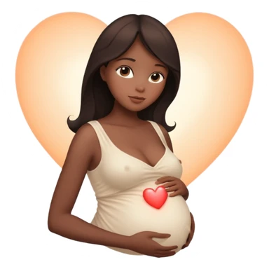 pregnant woman silhouette with a glowing heart inside sticker