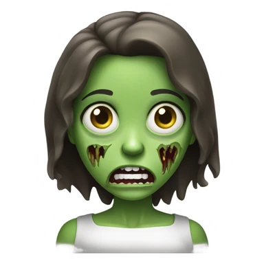 Green Zombie brunette girl with mouth open horror  sticker