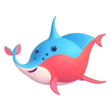 playful stingray waving a fin, cheerful face sticker