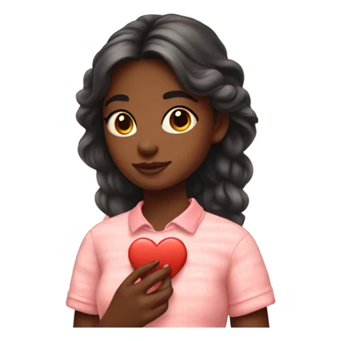Girl holding a heart with a preppy sunset sticker