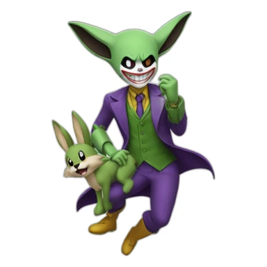 The Joker from  the Batman series catching a lopunny in Pokemon sticker
