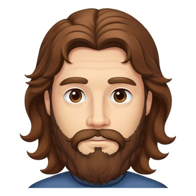 man long wavy brown hair and beard sticker