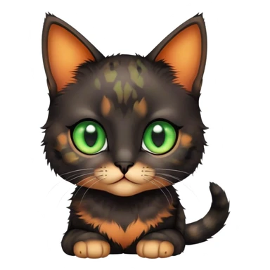 black tortoiseshell girl kitten with green eyes sticker