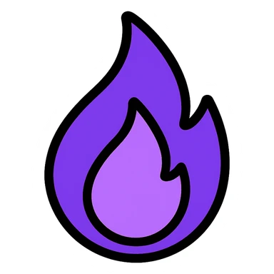 purple fire, minimalistic icon style sticker