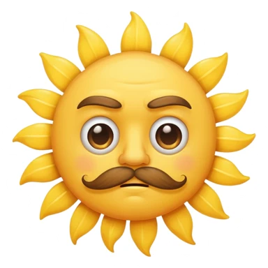 sun with mustache with no smile sticker