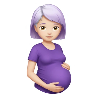 pregnant women with purple shirt, short white hair, head, neck and upper abdomen sticker