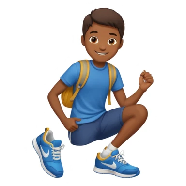 emoji- of a boy putting on his sneakers sticker