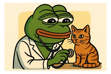 veterinarian examining a cat sticker
