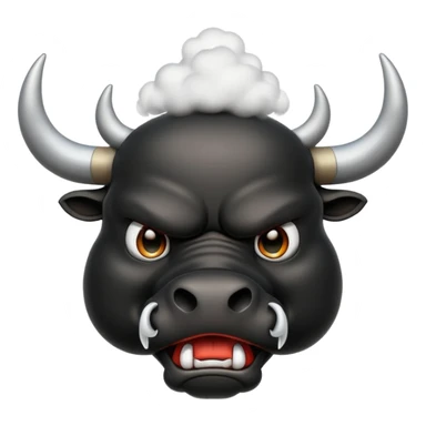 Emoji of an angry black powerful bull with steam coming out of its nose sticker