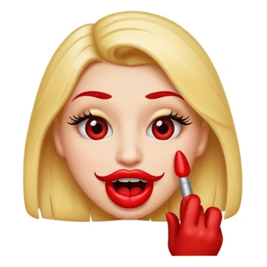 je veux un emogies avec des faux cils des belle levre avec du rouge a levre qui se mordille son ongle nail art  sticker