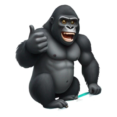 Gorilla surfing giving a thumbs up sticker