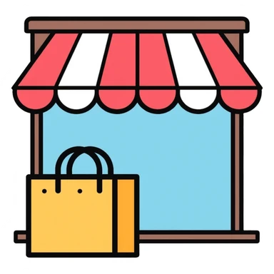 online shop storefront with shopping bag icon sticker