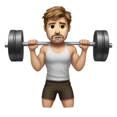 Sad White Man with brown hair lifting weights while crying sticker