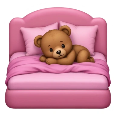 Brown Teddy bear sleeping in pink bed sticker